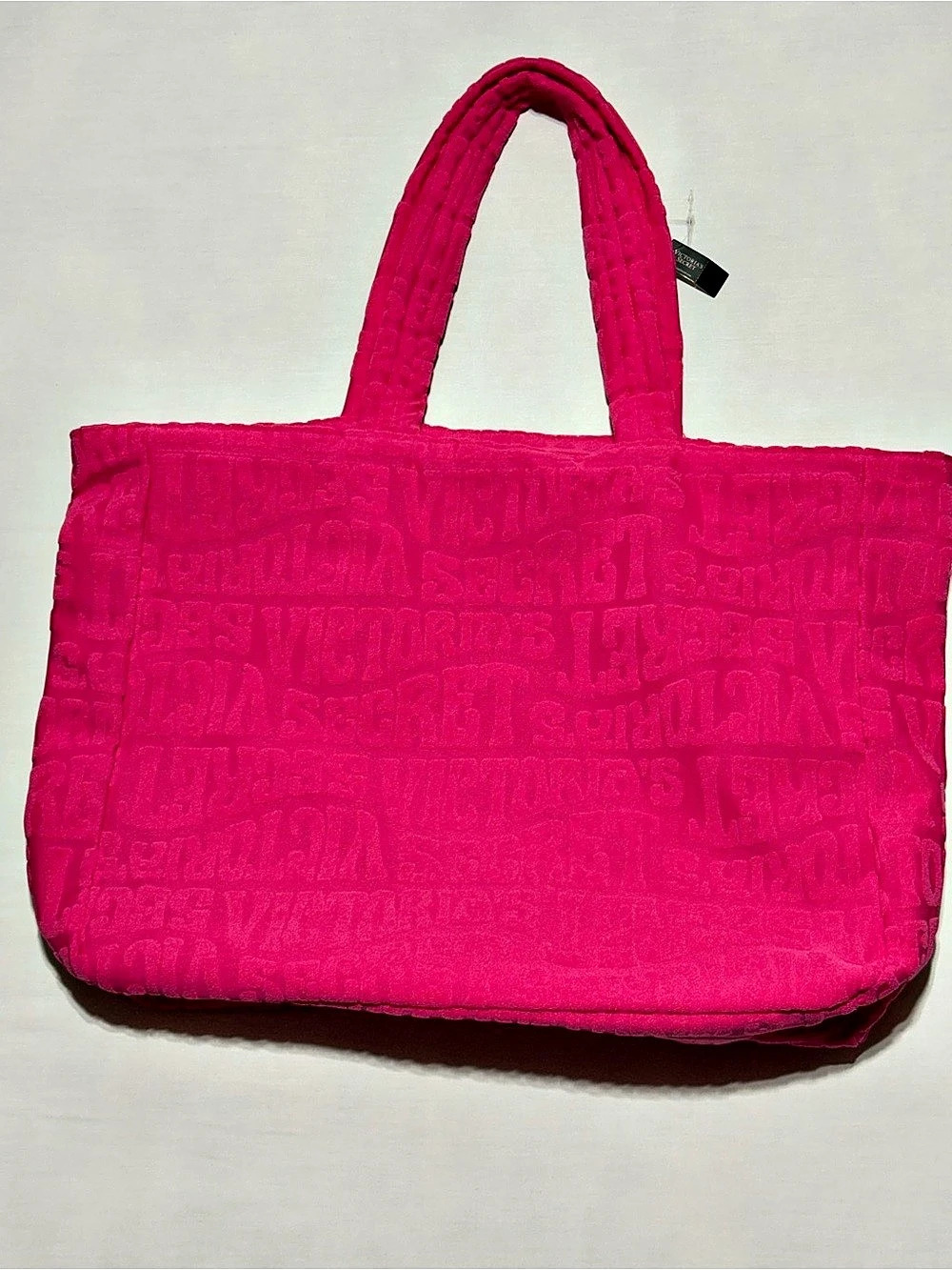 Victoria's Secret All-Over Logo Terry Tote Bag Pink